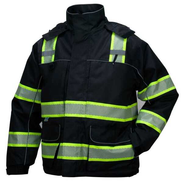 Pyramex Safety Black Parka - Weatherproof Teflon Coated w/ Detachable Hood, Size XL RPB3511XL - main